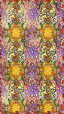 Raster deseni. Çiçek kompozisyonu. Çiçek kolajı. Çiçek arkaplan. Doğa. Küçük çiçekte güzel bir desen var. - Kahverengi çiçekler.