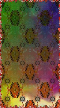 Kahverengi renkli çiçekler. Düz Çiçek Elementleri Tasarımı. Raster illüstrasyonunda kusursuz çiçek deseni. Renkli Bahar Teması Kusursuz Arkaplan.