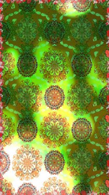 Raster düz çiçekleri pürüzsüz desen. Yeşil renkli çiçekler. Tasarım hediye paketi, tebrik kartları, posterler ve afiş tasarımı.