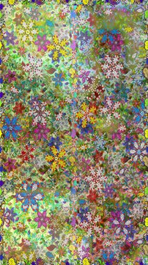 Çiçeklerle kusursuz desen. Yeşil renkli çiçekler. Suluboya çizimi. El çizimi.