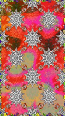 Gri renkli çiçekler. Raster illüstrasyonu. Çiçeksiz desenli arka plan, vuruşlar, sıçramalar, yaz çiçekleri..