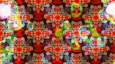 Çiçekli karalama şeklinde Raster çiçek deseni. Yumuşak, bahar çiçekli arka plan. Kırmızı renkte çiçekler.