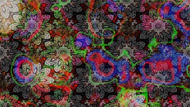 Düz Çiçek Elementleri Tasarım Raster illüstrasyonu. Gri renkli çiçekler. Renkli bahar temalı eskiz kalıbı. Çiçekli çiçek deseni, suluboya..