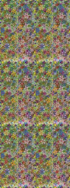 Raster illüstrasyonu. Yeşil ve nötr renklerde Asya tekstil tarzında. Çiçeklerle suluboya desenleri.