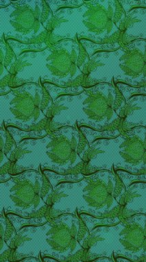 Yeşil ve mavi renkte çiçekler. Küçük çiçekte sevimli çiçek deseni var..