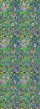 Raster illüstrasyonu. Kusursuz desenli, modaya uygun kumaş deseni. Düz Çiçek Elementleri Tasarımı. Şirin çiçek elementleri. Renkli Bahar Teması Kusursuz Arkaplan.