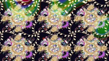 Raster resim. Çiçek desenli çiçek ve yaprakları ile. Sevimli küçük çiçek desenle.