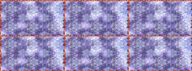 Yapraklı çiçekler ve mor renkli papatya çiçekleri. Kusursuz bir arka plan modeli. Raster - stok.