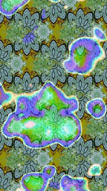 Çizim çiçek deseni duvar kâğıdı olarak kullanılabilir. Raster illüstrasyonu. Yeşil renkte çiçekler.