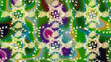 Raster illüstrasyonu. Yeşil renklerde. Çiçekli güzel suluboya desen.