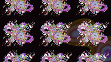 Çizim çiçek deseni duvar kağıdı, web sitesi arka planı, ambalaj kağıdı, davetiye, broşür, afiş veya web sitesi için kullanılabilir. Parlak elementlerin. El çizimi Raster illüstrasyonu.