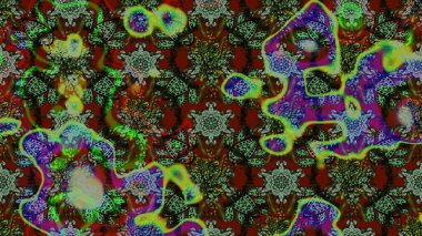 Desen, çizim, çiçek sınırı. Çiçek çelengi. Güzel, parlak, pürüzsüz kumaş, tuval. Kıvırcık, parlak örgü. Eski moda arka plan. Raster illüstrasyonu.