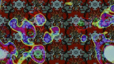 Raster illüstrasyonundaki çiçek desenli çizim. Kırmızı renkte çiçekler. Renkli Yaz Temalı eskiz kalıbı. Düz Çiçek Elementleri Tasarımı.