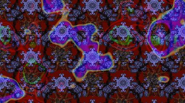 Şirin çiçekli eskiz deseni ve kahverengi renkli yapraklar, suluboya çiçek deseni, duvar kağıdı, kart veya kumaş için fayanslı. Raster illüstrasyonu.