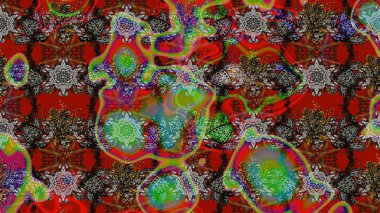 Raster illüstrasyonundaki çiçek desenli çizim. Suluboya tarzında kahverengi renkte çiçekler.