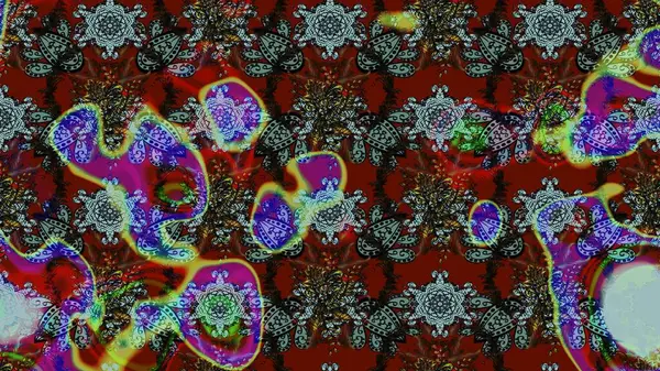 Raster illüstrasyonundaki çiçek desenli çizim. Kırmızı renkte çiçekler. Renkli Yaz Temalı eskiz kalıbı. Düz Çiçek Elementleri Tasarımı.