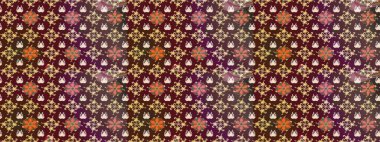 Renkli Bahar Teması eskiz kalıbı. Güzel çiçek deseni. Mor ve kahverengi renkte çiçekler. Düz Çiçek Elementleri Tasarımı.