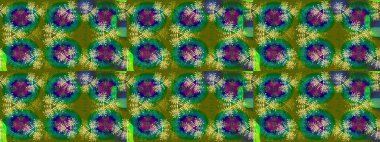 Yeşil ve mavi renkte çiçekler. Robot resim. Raster illüstrasyonu. Şirin çiçek elementleri..