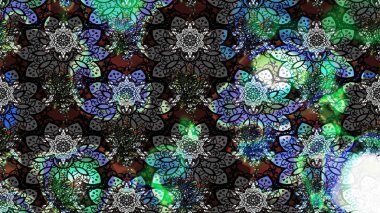 Çiçek deseni. Siyah renkte çiçek çizimi. Şatafatlı bahar bahçesi dokusu. Raster illüstrasyonu. Siyah renkte çiçekler.