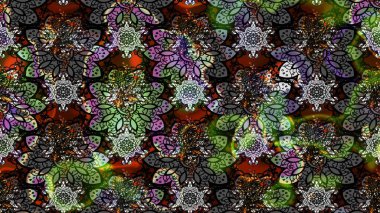 Raster illüstrasyonundaki çiçek desenli çizim. Gri renkli çiçekler.