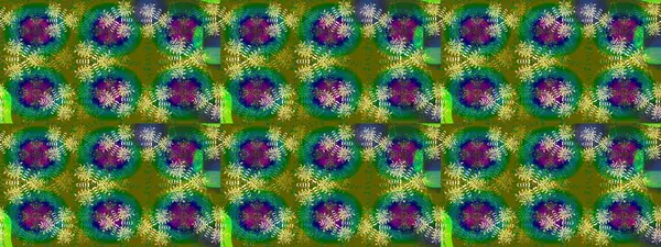 Yeşil ve mavi renkte çiçekler. Robot resim. Raster illüstrasyonu. Şirin çiçek elementleri..