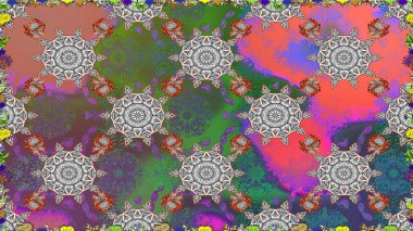 Raster kına tarzı. Sorunsuz süsleme yazdırma. Hint çiçek Paisley patten kenarlık. Etnik Mandala havlu. Kartvizit arka plan boyama kitabı, zemin, tekstil, tebrik için kullanılabilir.