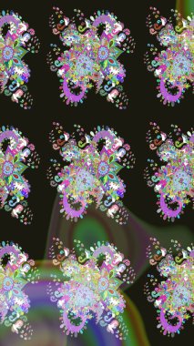 Raster düz çiçek çizim deseni. Hediye ambalaj kağıdı, tebrik kartları, posterler ve pankart tasarımı. Gri renkli çiçekler.