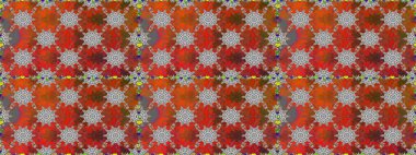 Çiçekler, yaprakları ile halk tarzında Dikişsiz çiçek deseni. Raster Illustration. El çizilmiş.