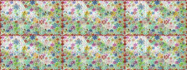 El çizimi. Çiçekli, yapraklı, çiçeksiz çiçek desenli. Raster illüstrasyonu.