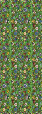 Modaya uygun kumaş deseni. Renkli Yaz Temalı Kusursuz Arkaplan. Sevimli çiçek raster deseni. Düz Çiçek Elementleri Tasarımı.