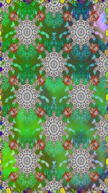 Süslü, dikişsiz, soyut çiçeklerle süslenmiş. Çiçek deseni duvar kağıdı, desen dolguları ve web sayfası arka planı için kullanılabilir. Şekillendirilmiş çiçeklerle kusursuz desen.