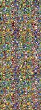 Küçük renkli çiçekler. Yeşil çiçekli bahar çiçekleri. Motley illüstrasyonu. Moda baskıları için zarif bir şablon. Küçük çiçekte şirin desenler.