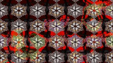 Şirin çiçekli eskiz deseni ve siyah renkli yapraklar, suluboya çiçek deseni, duvar kağıdı, kart veya kumaş için fayanslı. Raster illüstrasyonu.