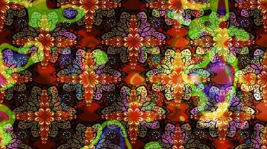 Dallı bahar çiçekleriyle desen, kahverengi renklerle çiçek siluetiyle desen. Raster deseni.