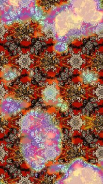 Raster illüstrasyonu. Moda baskısı, albüm, ambalaj kağıdı ve duvar kağıdı için zarif dekoratif süslemeler. Kahverengi renkte sevimli çiçekler. Küçük çiçekli basit bir çiçek çizimi..