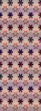 Çiçek ve yapraklı karalama şeklinde Raster çiçek deseni. Raster illüstrasyonu. Tarafsız ve bej renklerde bahar çiçekleri.