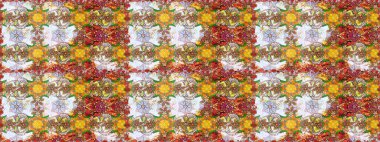 Kumaş, tekstil, duvar kağıdı baskısı için. Eski usul. Renkli desenli kusursuz desenler, tarafsız çiçekler ve dekoratif elementler. Raster illüstrasyonu. Kusursuz arkaplan.