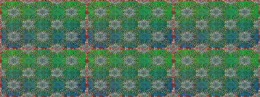 Çiçekli kusursuz retro desen. Düz Çiçek Elementleri Tasarımı. Renkli Yaz Temalı Kusursuz Arkaplan. Yeşil renkte çiçekler.