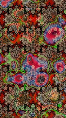 Arkaplan dokusu, duvar kağıdı, kahverengi renkli çiçek teması. Kabile sanatı boho baskısı, klasik çiçek arkaplanı. Soyut etnik raster çizim kalıbı.