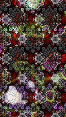 Raster illüstrasyonu. Tekstil veya kitap kapakları, imalat, duvar kağıtları, baskı, hediye paketi ve yapıştırma kitabı için çiçek eskizi geçmişi. Küçük ölçekli çiçeklerdeki basit sevimli desen.