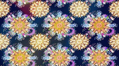 Mavi renkli çiçekler. Renkli mavi çizim kalıbı. Tekstil ve kapak tasarımı için mükemmel. Elle çizilmiş sonbahar çiçeği deseni. Doodle tarzı.