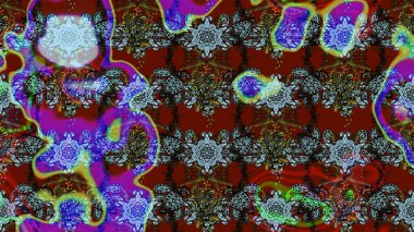 Klasik çiçekler. El çizimi, soyut ve süslü elementler. Yaz çiçekleri teması. Kırmızı renkler. Suluboya resim taklit Raster illüstrasyonu.