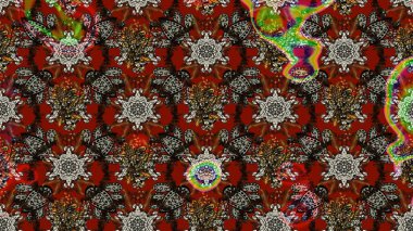 Raster illüstrasyonundaki çiçek desenli çizim. Kahverengi renkte çiçekler.