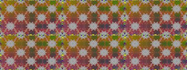 Renkli Bahar Temalı Kusursuz Arkaplan. Düz Çiçek Elementleri Tasarımı. Raster illüstrasyonunda kusursuz çiçek deseni. Kahverengi renkte çiçekler.