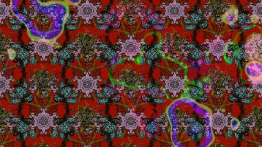 Eskiz arkaplan modeli. Kırmızı yapraklı yabani çiçekler. Suluboya, elle çizilmiş. Raster illüstrasyonu.