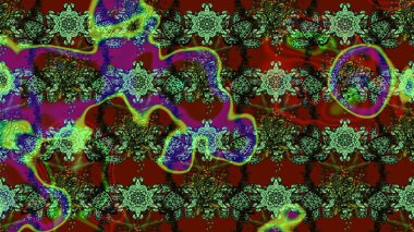 Çiçek süslemeli çizim deseni. Yeşil renkli çiçekler. Raster illüstrasyonu.