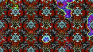 Şirin çiçek elementleri. Raster illüstrasyonu. Taslak desenli, modaya uygun kumaş deseni. Renkli Bahar Teması eskiz kalıbı. Düz Çiçek Elementleri Tasarımı.