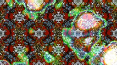 Taslak dekoratif arka plan, çiçek mandala. Çiçek. Raster illüstrasyonu. Yeşil renklerde.