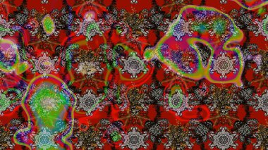 Çizim çiçek deseni duvar kâğıdı olarak kullanılabilir. Kırmızı renkte çiçekler. Raster illüstrasyonu.