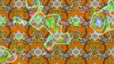 Çiçek desenli raster, kahverengi çizgi grafik desenli soyut raster arkaplan. Modern stil dokusu.